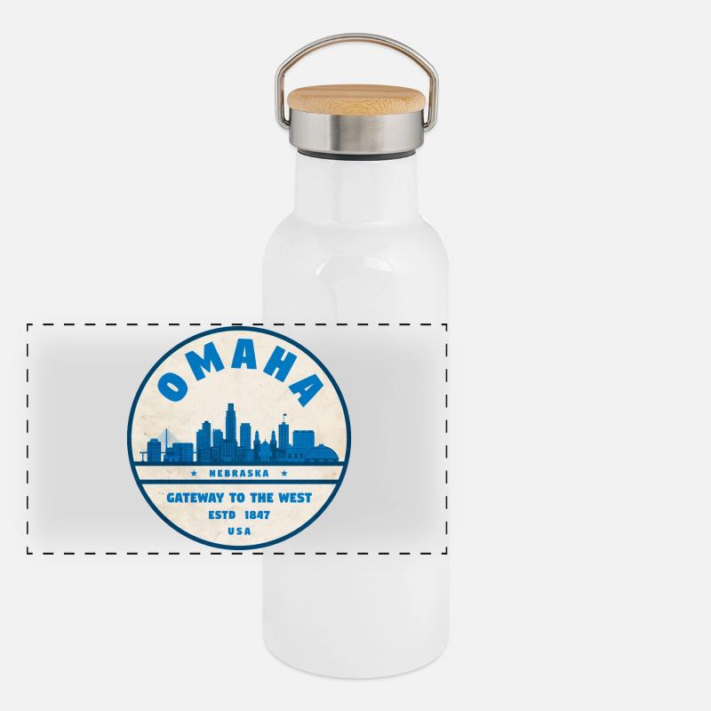 Omaha Skyline : Porte d’entrée vers l’Ouest Gourde isotherme avec bouchon en bambou