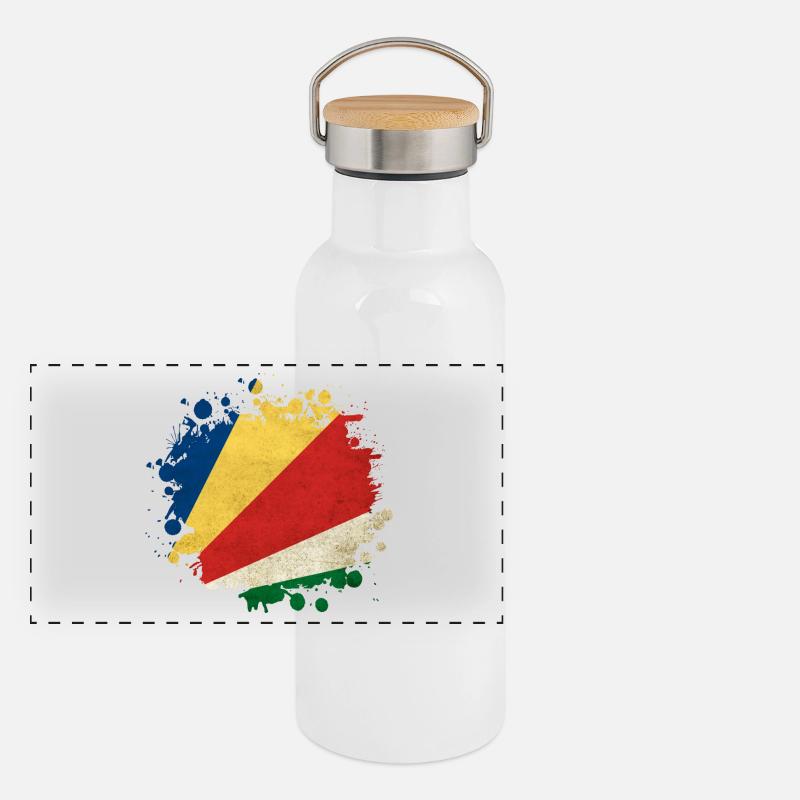 Design du drapeau des Seychelles Blob Gourde isotherme avec bouchon en bambou