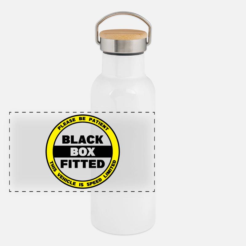 S’il vous plaît soyez patient - Boîte noire équipée Gourde isotherme avec bouchon en bambou