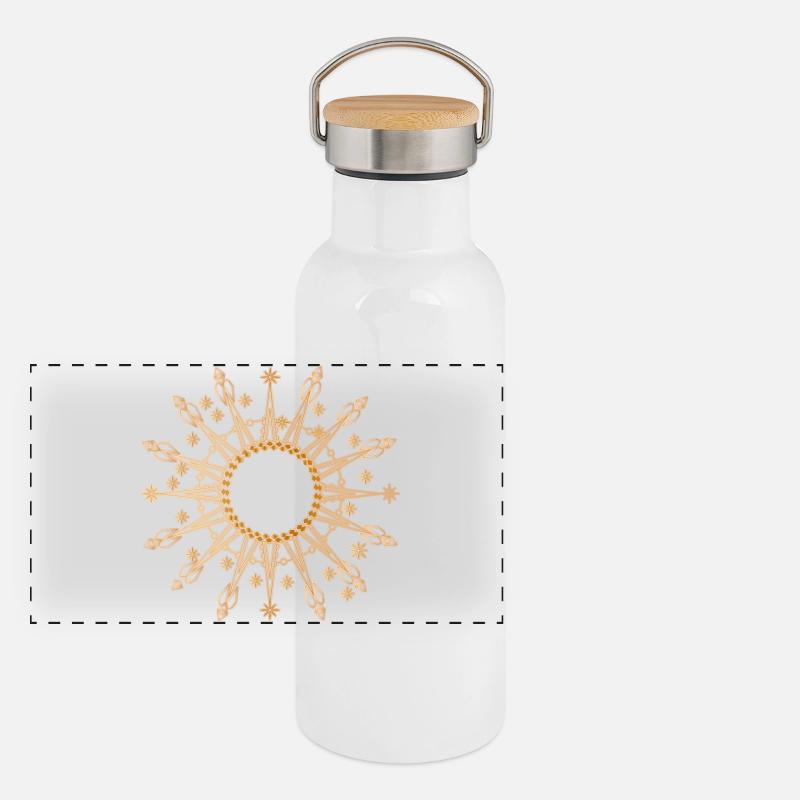 Étoile dorée radieuse comme cadre Gourde isotherme avec bouchon en bambou