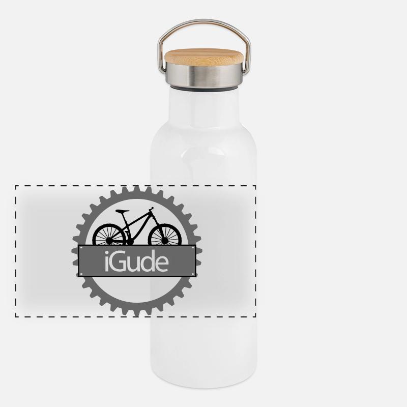 iGude Zahnrad MTB Panorama Thermosflasche mit Bambusdeckel