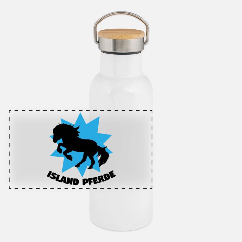 Reiten Islandpferde Haflinger Statement Pferde Panorama Thermosflasche mit Bambusdeckel