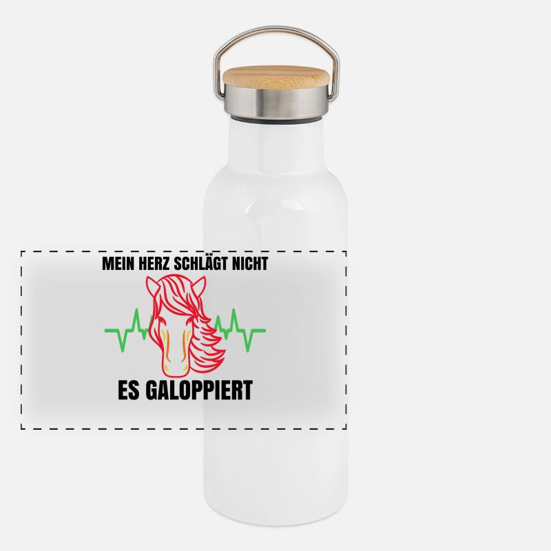 Cool Islandpferde Statement Pferdefan Gallop Panorama Thermosflasche mit Bambusdeckel