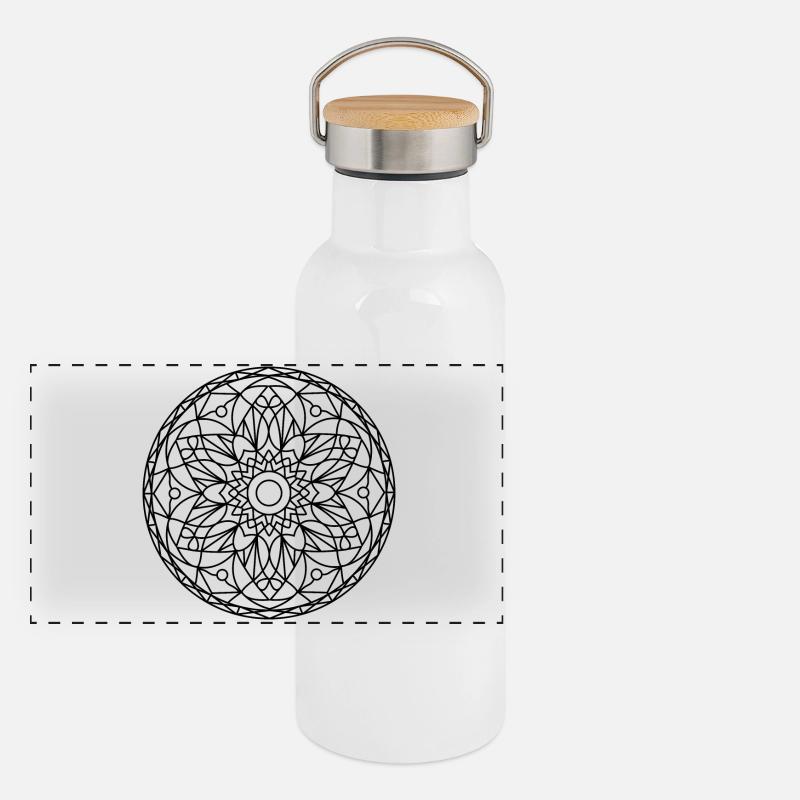 Mandala Panorama Thermosflasche mit Bambusdeckel