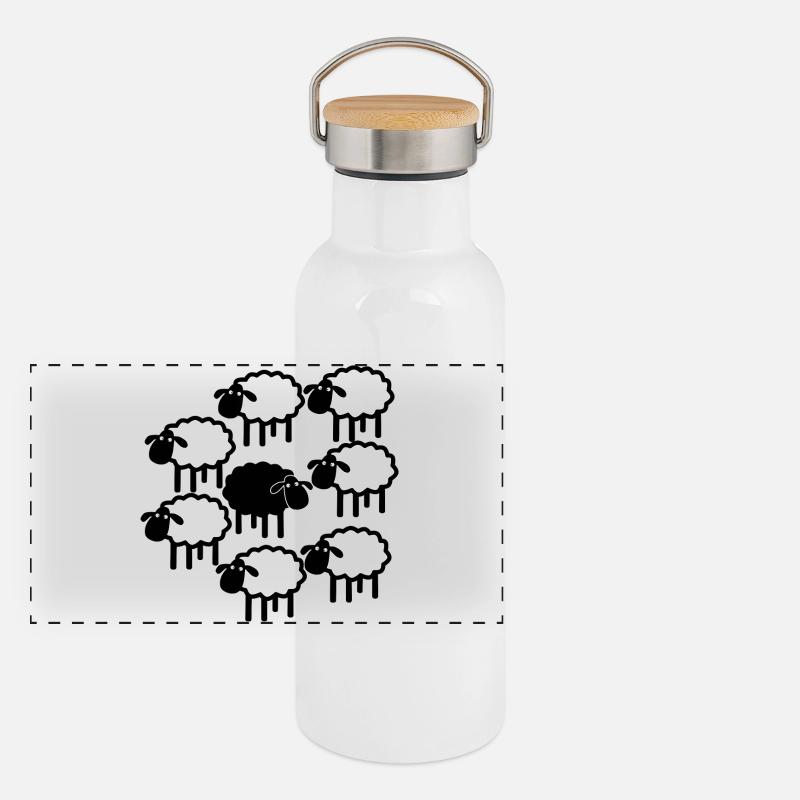 Mitternachts-Schafparade Panorama Thermosflasche mit Bambusdeckel