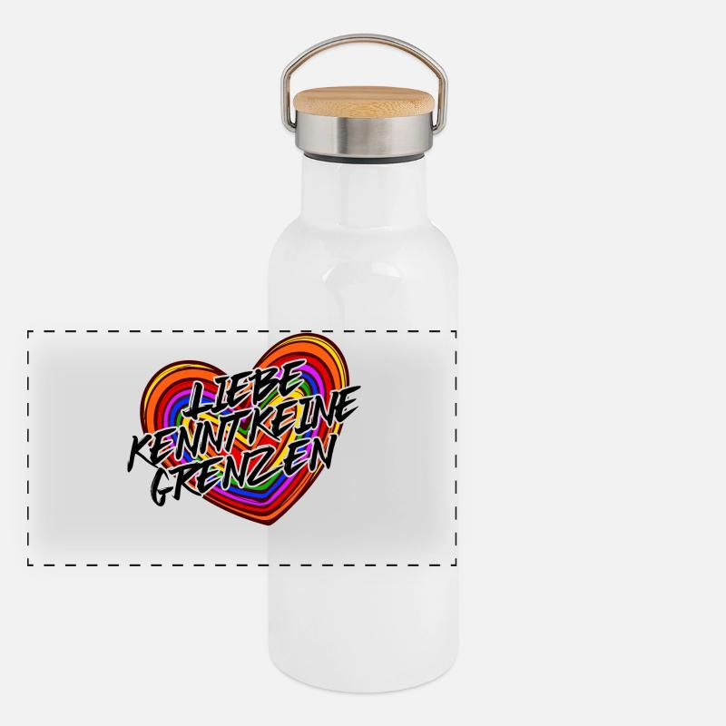 Lgbt Gleichgeschlechtliche Ehe Statement Herz Panorama Thermosflasche mit Bambusdeckel