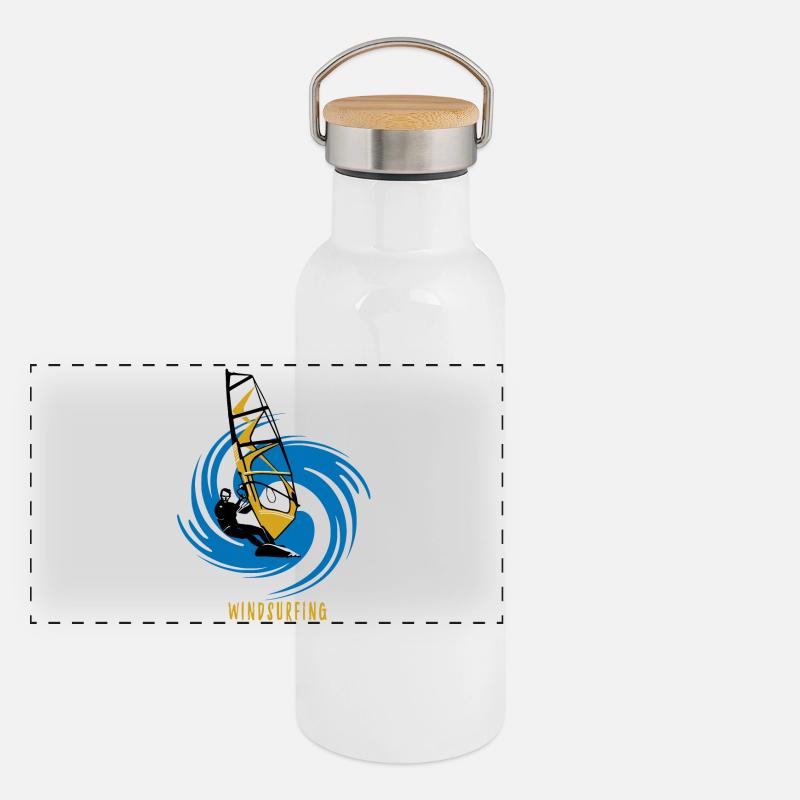Windsurfen Panorama Thermosflasche mit Bambusdeckel