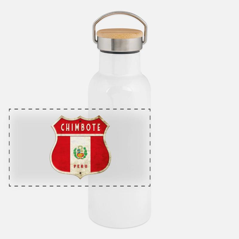 Design du drapeau de Chimbote (Pérou) Gourde isotherme avec bouchon en bambou