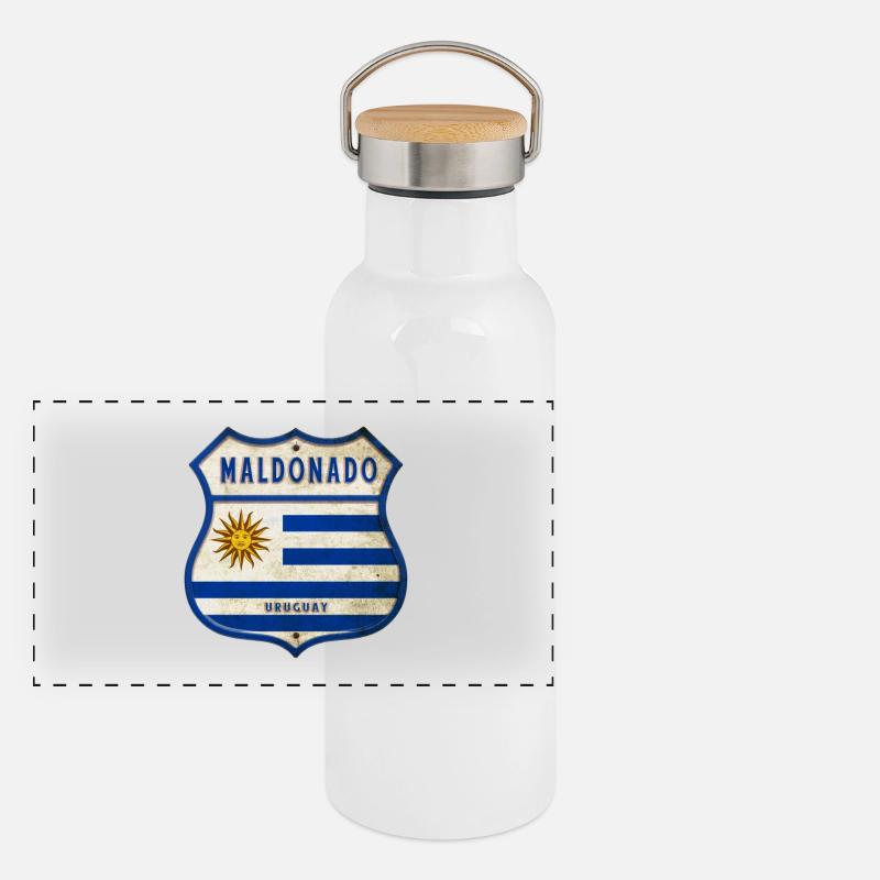 Maldonado Uruguay Vintage Design Panorama Thermosflasche mit Bambusdeckel