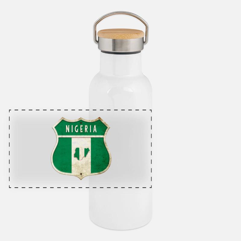 Design du drapeau du Nigéria Gourde isotherme avec bouchon en bambou