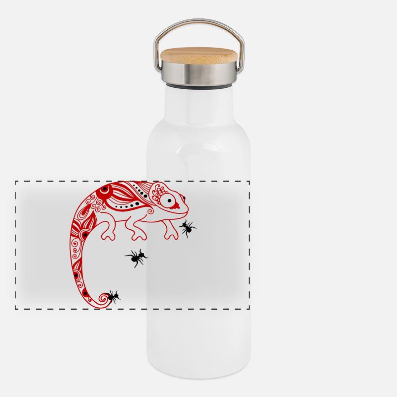 Camélion - Gourde isotherme avec bouchon en bambou - blanc