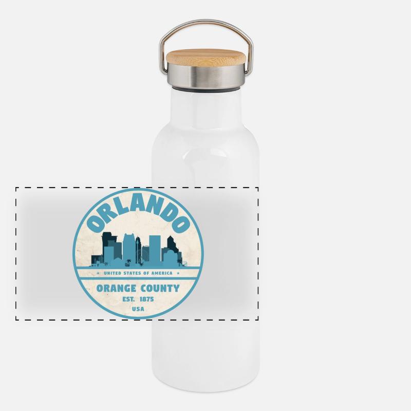 Orlando Skyline Panorama Thermosflasche mit Bambusdeckel