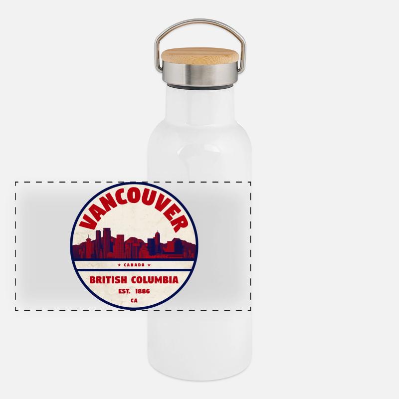 Vancouver Skyline Vintage Logo Gourde isotherme avec bouchon en bambou