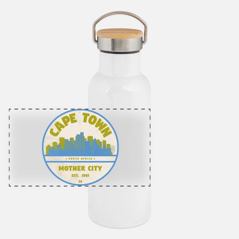 Emblème vintage de la Skyline du Cap Gourde isotherme avec bouchon en bambou