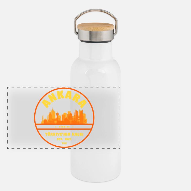 Logo rétro de la Skyline d’Ankara Gourde isotherme avec bouchon en bambou
