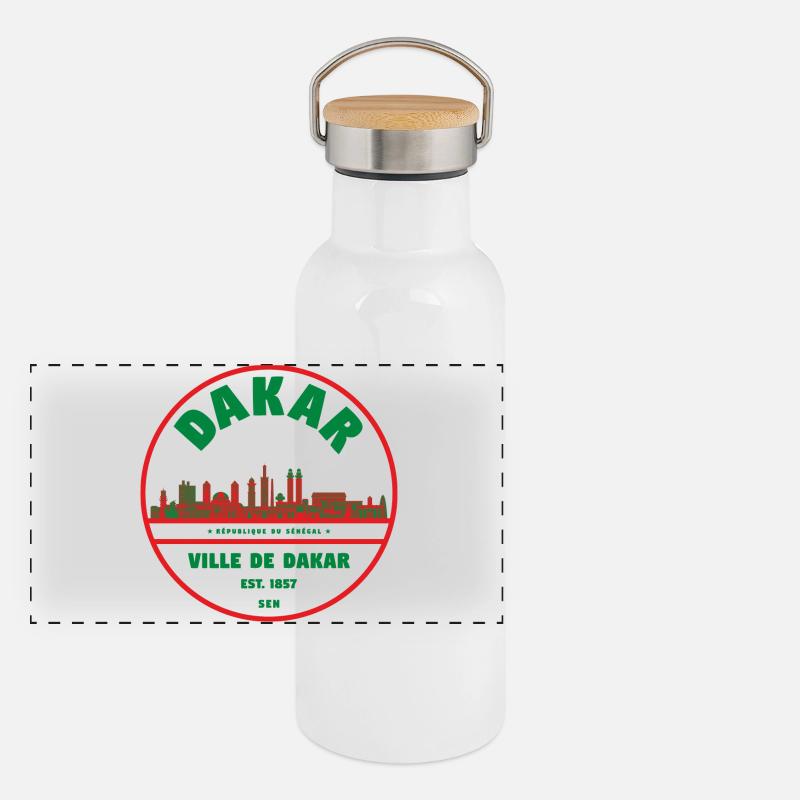 Dakar Skyline Badge Gourde isotherme avec bouchon en bambou