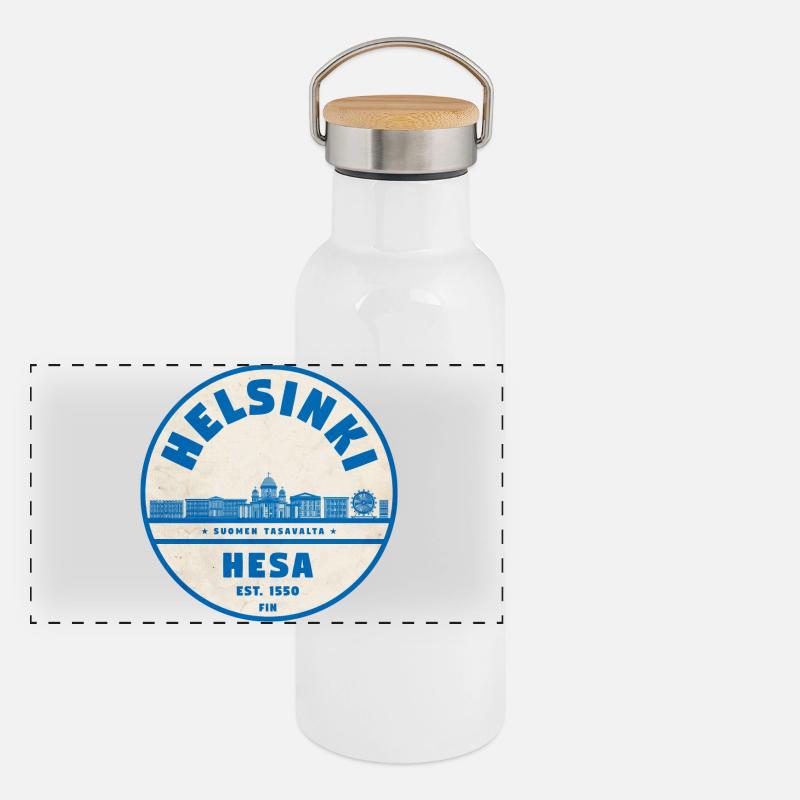 Helsinki Skyline Emblem 1550 Panoramic Thermal Bottle with Bamboo Lid