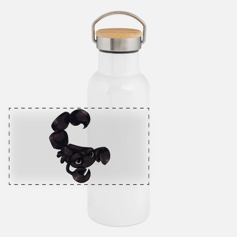 Scorpion Skorpion Sternzeichen Panorama Thermosflasche mit Bambusdeckel
