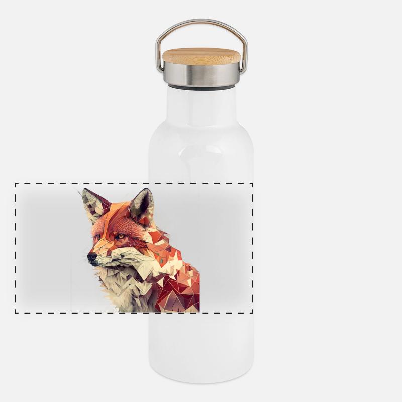 Fuchs - Geometrisches Tier Print Panorama Thermosflasche mit Bambusdeckel