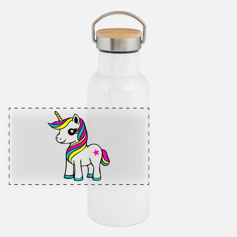 Einhorn Panorama Thermosflasche mit Bambusdeckel
