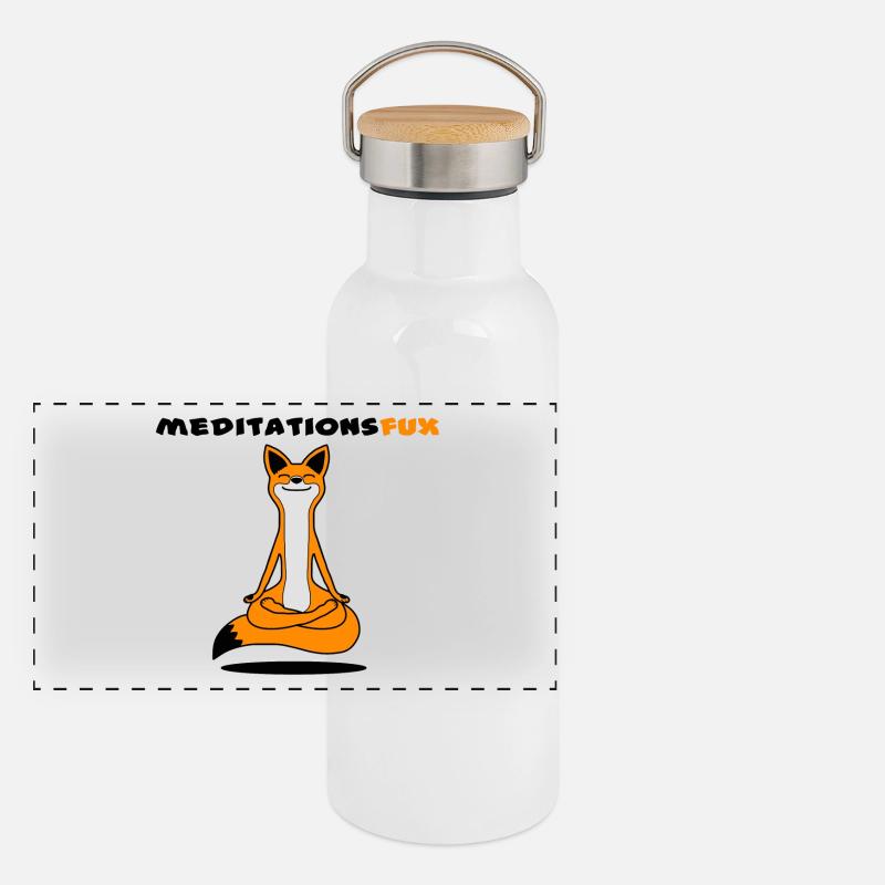 Meditationsfux - Meditation fox, dialect Panoramic Thermal Bottle with Bamboo Lid