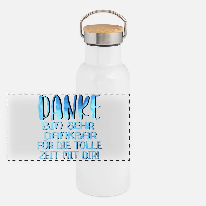 Abschiedsgeschenke - TOLLE ZEIT MIT DIR SPRÜCHE Panorama Thermosflasche mit Bambusdeckel