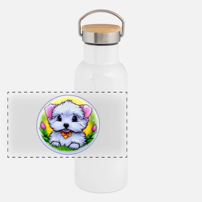 Chiot chien Gourde isotherme avec bouchon en bambou