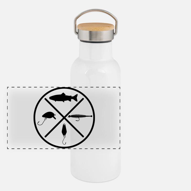 Forelle Kunstköder Panorama Thermosflasche mit Bambusdeckel