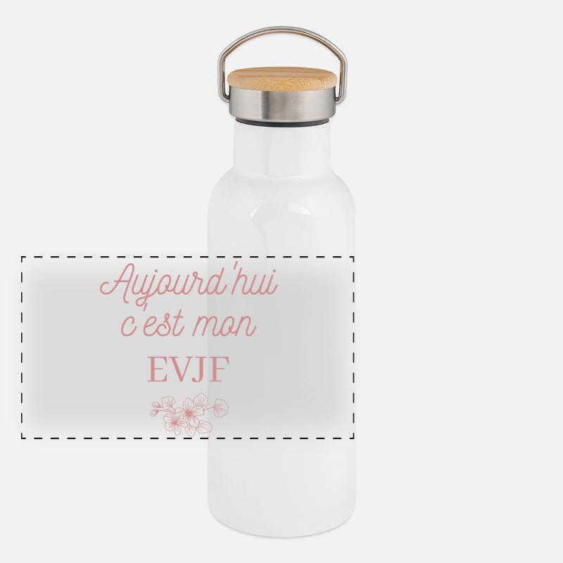 EVJF future mariée. Enterrement vie célibataire Gourde isotherme avec bouchon en bambou