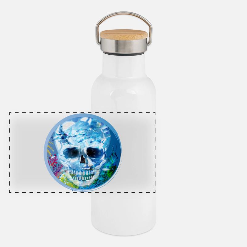 Crâne coloré extravagant sous l’eau Gourde isotherme avec bouchon en bambou
