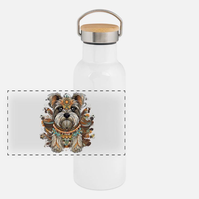 Mosaic Dog Panoramic Thermal Bottle with Bamboo Lid