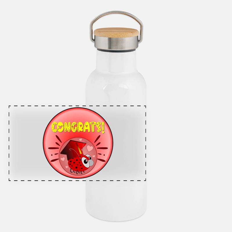 HERZLICHEN GLÜCKWUNSCH ABSCHLUSS - BACHELOR - MASTER Panorama Thermosflasche mit Bambusdeckel