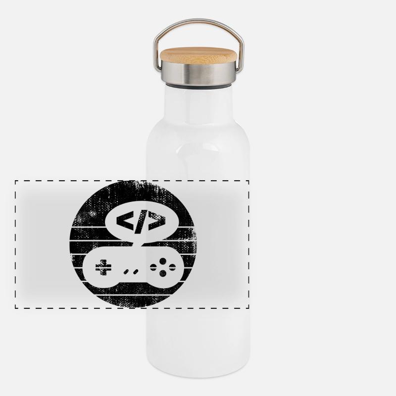 Videospiel Programmierer Panorama Thermosflasche mit Bambusdeckel