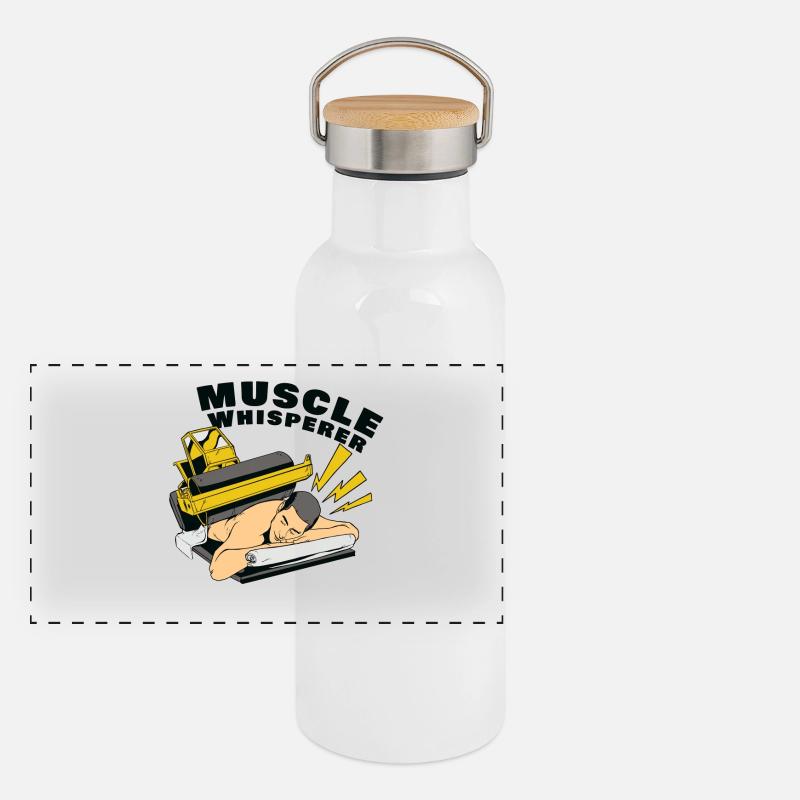 Muskel Flüsterer Panorama Thermosflasche mit Bambusdeckel