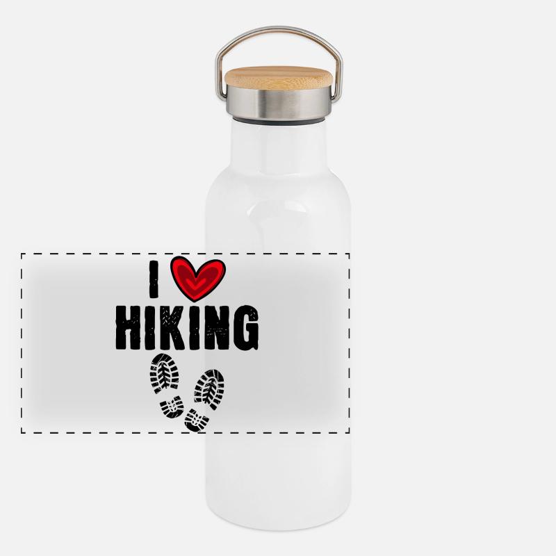 Ich Liebe Wandern Wanderer Herz Statement Berge Panorama Thermosflasche mit Bambusdeckel