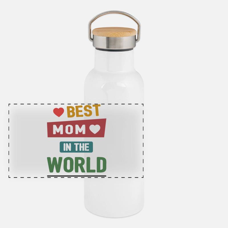 Beste Mutter der Welt Panorama Thermosflasche mit Bambusdeckel
