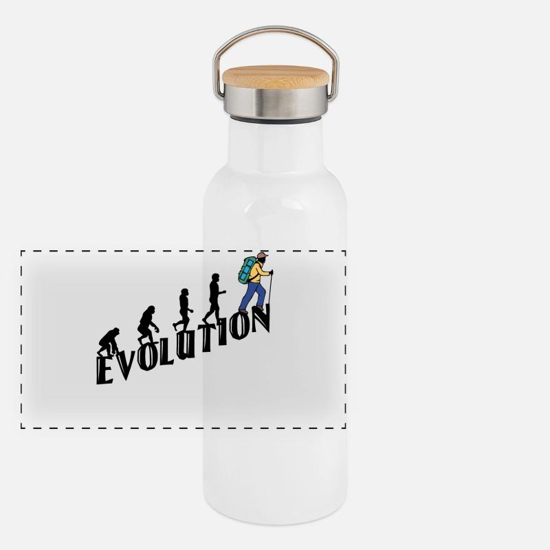Wandern Evolution Wanderer Wanderung Klettern Panorama Thermosflasche mit Bambusdeckel