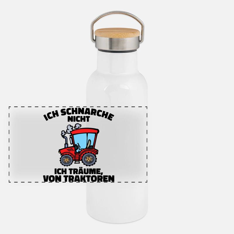 Traktor Statement Fahrzeug Ackerbau Biobauer Panorama Thermosflasche mit Bambusdeckel