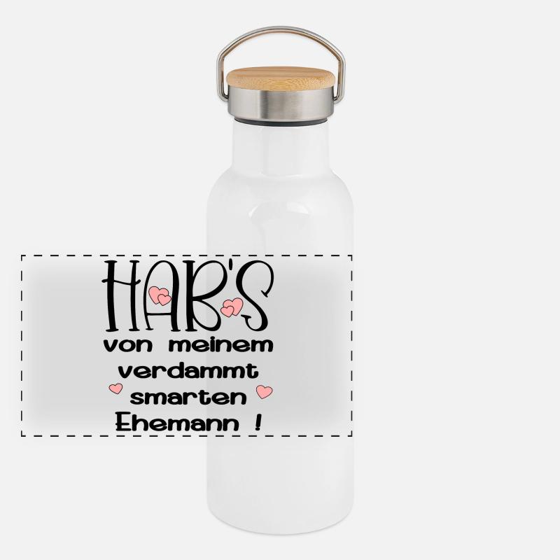 EHEPARTNER SPRÜCHE - SMARTER EHEMANN - HUMOR Panorama Thermosflasche mit Bambusdeckel