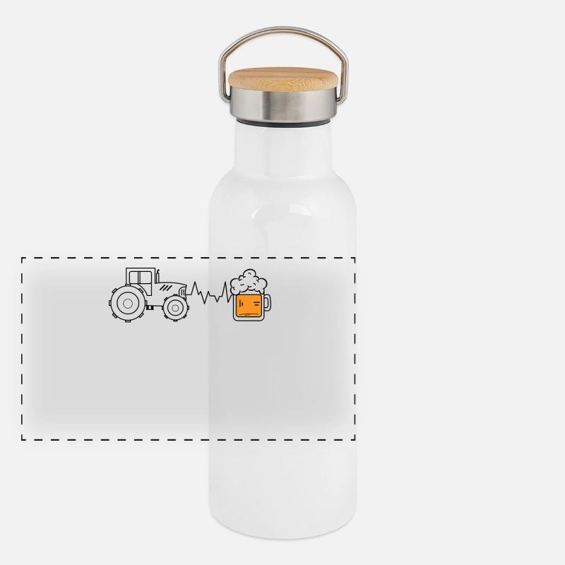 Kraftfahrzeug Traktor Nutzfahrzeug Ackerbau Feld Panorama Thermosflasche mit Bambusdeckel