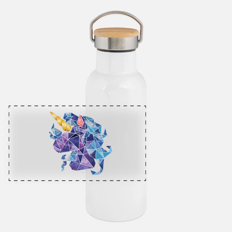 Unicorn Luna Chibi Child - Panoramic Thermal Bottle with Bamboo Lid - white