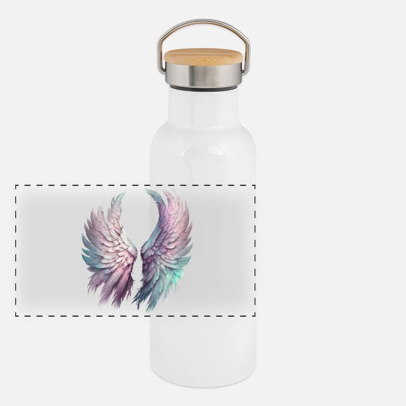Ethereal Pastel Wings Panoramic Thermal Bottle with Bamboo Lid