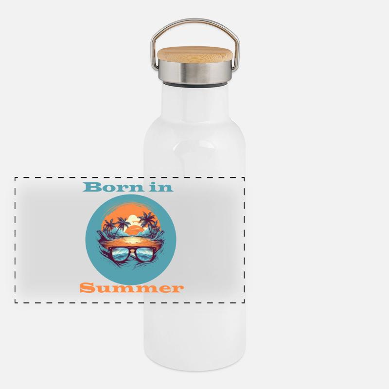Born in Summer Panorama Thermosflasche mit Bambusdeckel