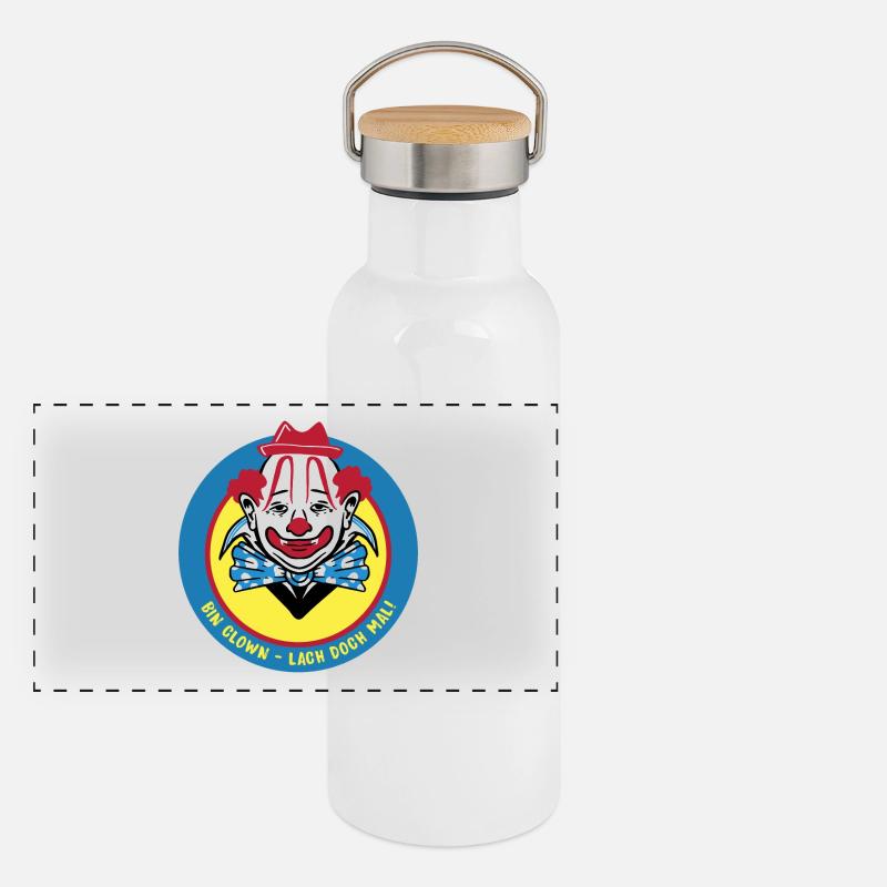 Clown Design Panorama Thermosflasche mit Bambusdeckel