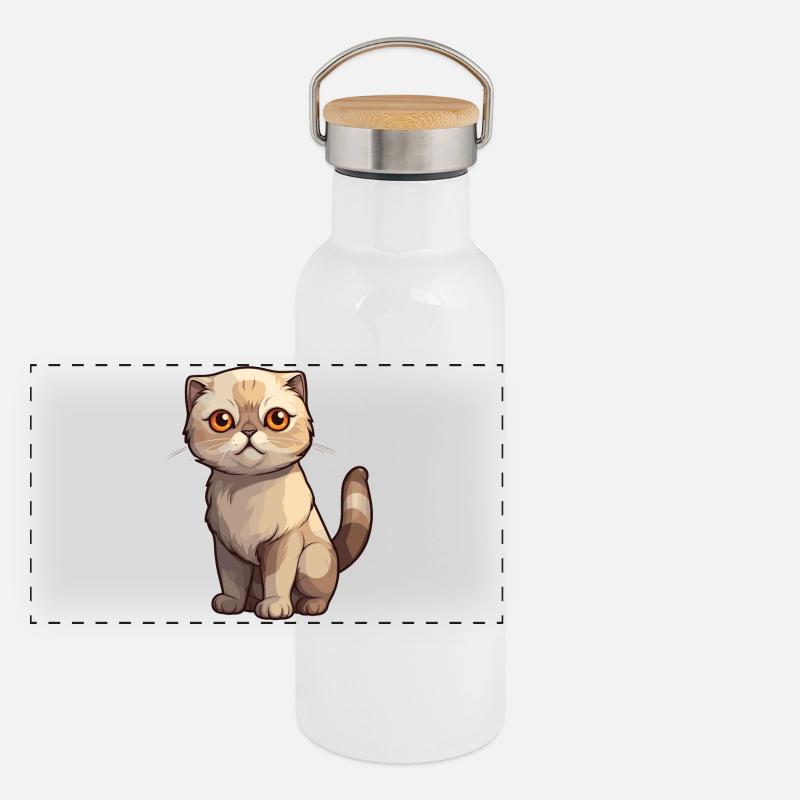 Bad-tempered Scottish Fold kitten Panoramic Thermal Bottle with Bamboo Lid