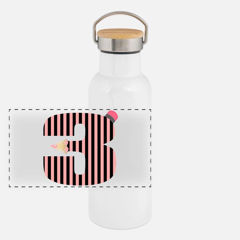 CRAYONS THREE-YEAR-OLD NUMBER 3 THREE Panoramic Thermal Bottle with Bamboo Lid