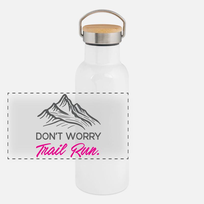Mach dir keine Sorgen. Trailrun. Panorama Thermosflasche mit Bambusdeckel