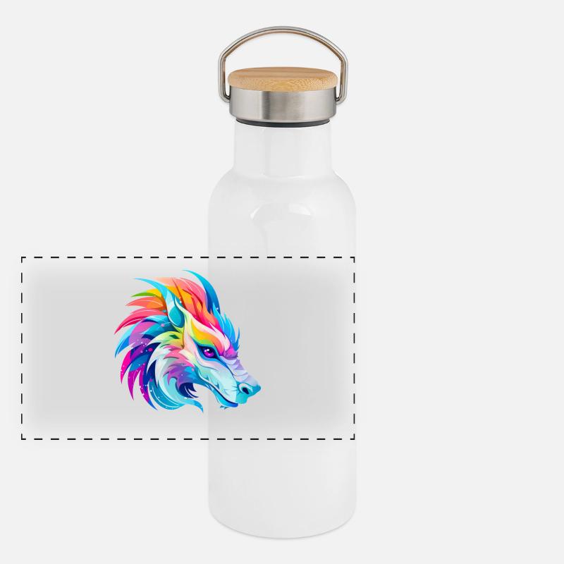 Rainbow Dragon Head Panoramic Thermal Bottle with Bamboo Lid