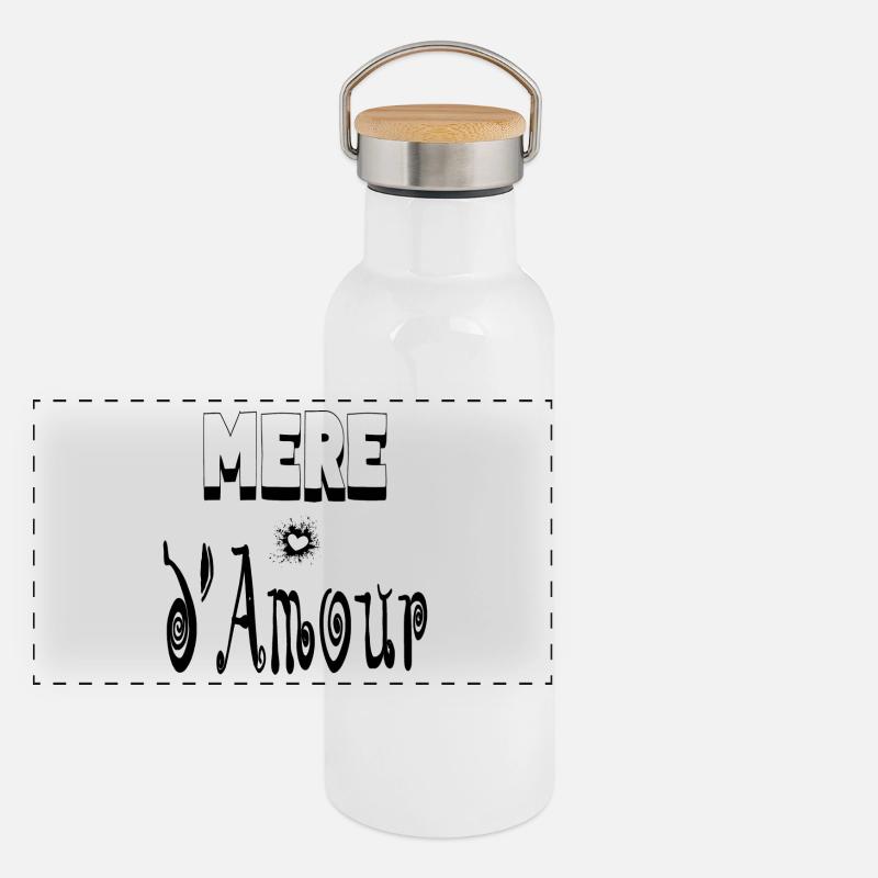 Mère Amour Cœur Maman Gourde isotherme avec bouchon en bambou