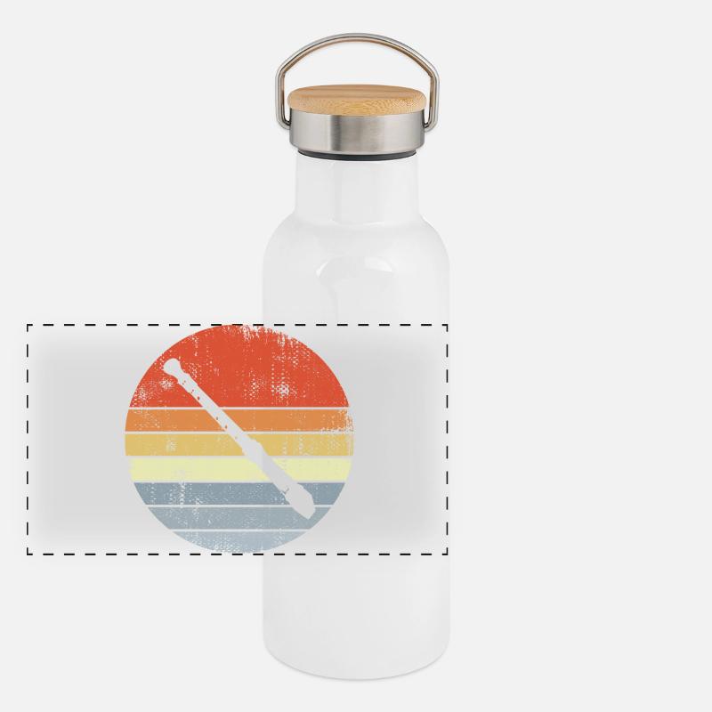 Dessin de flûte vintage Gourde isotherme avec bouchon en bambou